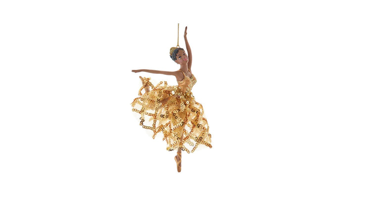 T3873 Gold Ballerina Ornament