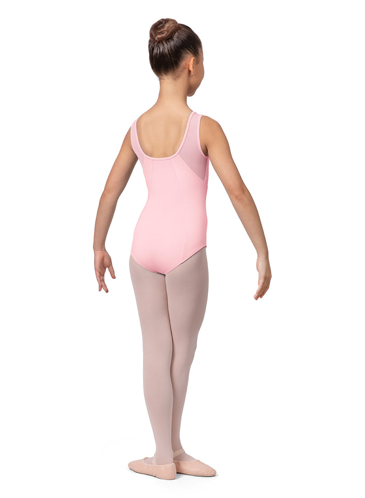 CL9655B Child Scoop Neck Mesh Flower Tank Leotard *